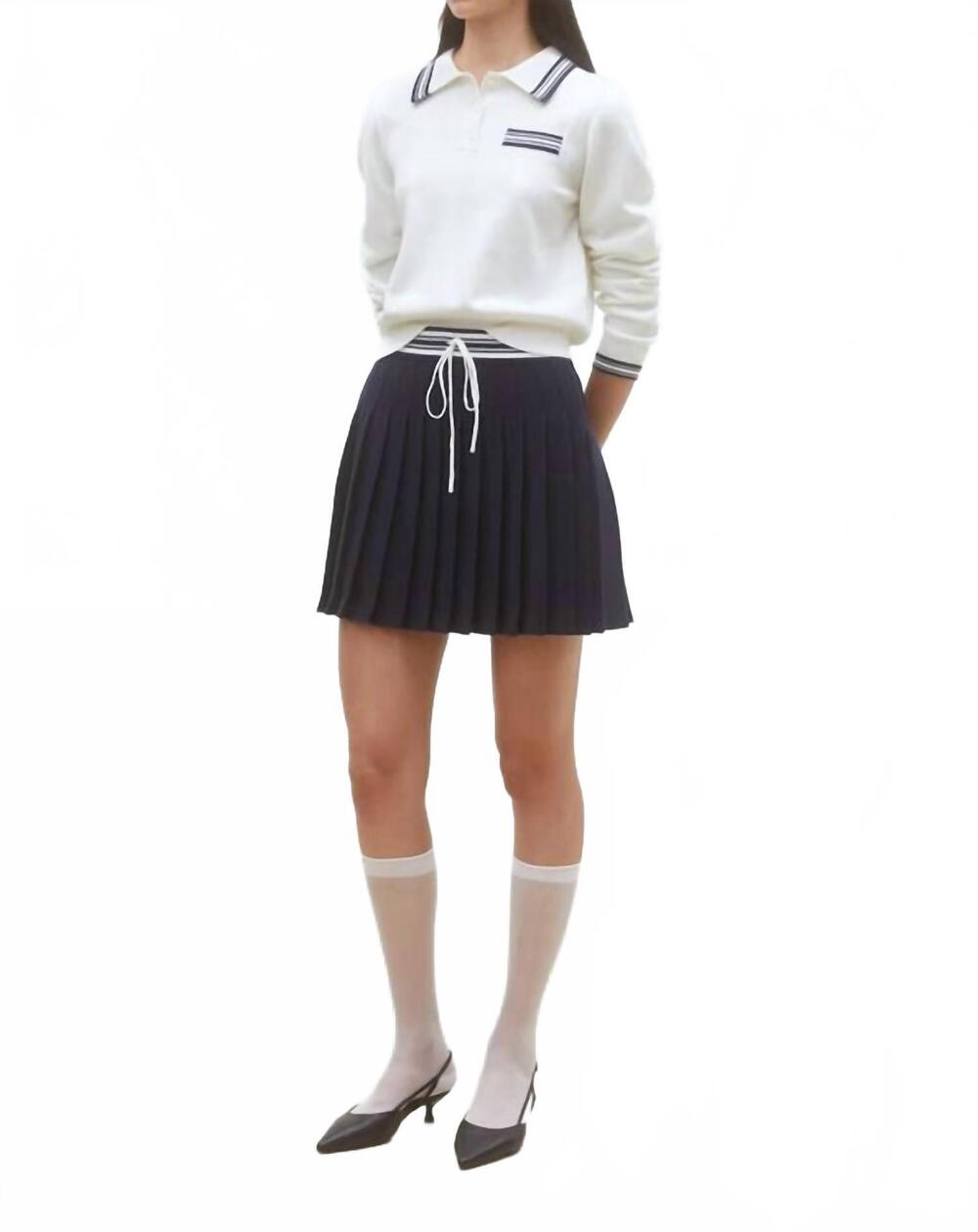 NEW SUNCOO falda short two-tone pleated mini skirt in deep blue